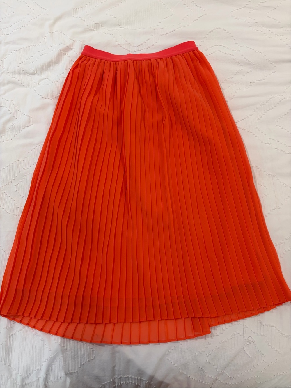 a new day Bright Orange Pleated Midi Skirt